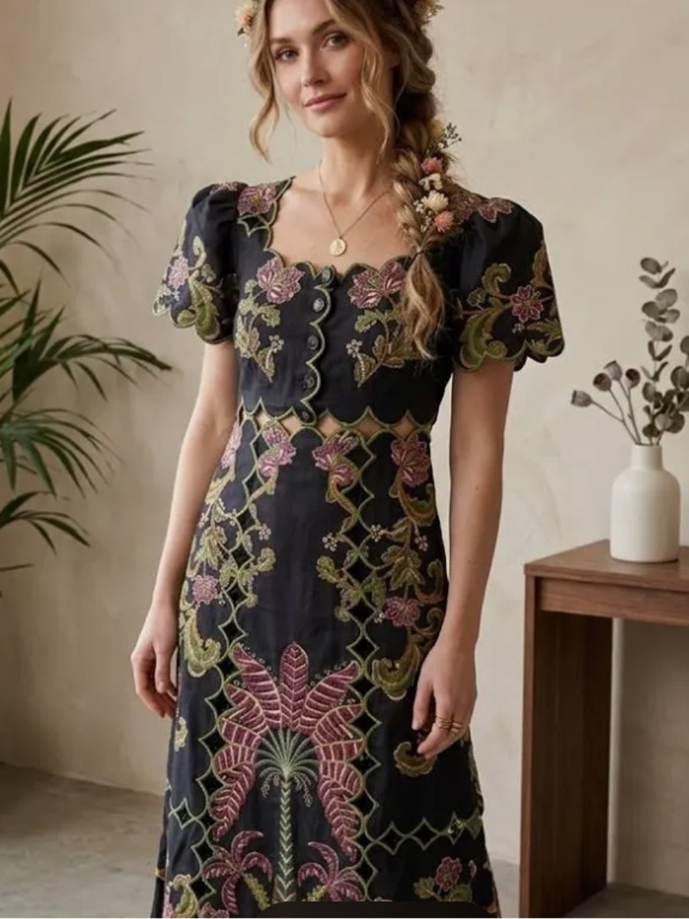 Farm Rio Ravenala Floral Midi Dress 🖤